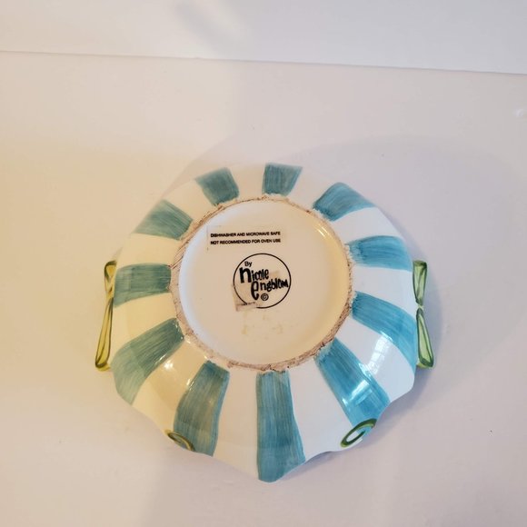 Vintage Nicole Engblom Ceramic Bowl, Whimsical Funky Pottery, Blue Star Flower - Picture 4 of 7